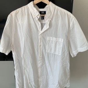 H&M White Short Sleeve Button Up